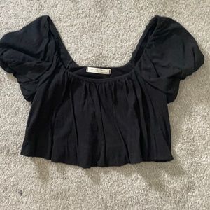 Cropped black bubble shirt, Free People